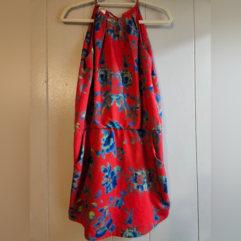 Ali Ro Red Floral Halter Dress - Size 2 - EUC